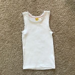 (EUC) Boden girls white ruffled tank top size 5/6Y
